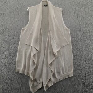 Talbots Waterfall Open Cardigan Sweater Vest Large Cream Gold Metallic‎ Womens
